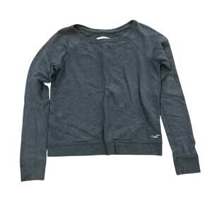 Hollister Sweatshirt Womens Med Dark Gray Metallic Silver Crew Neck Long Sleeve